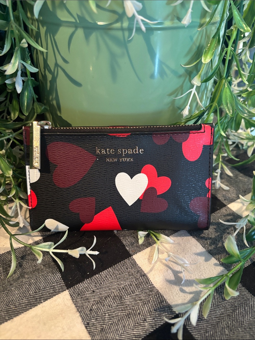 Kate Spade Spencer Celebration Hearts Small Slim Bifold Wallet
